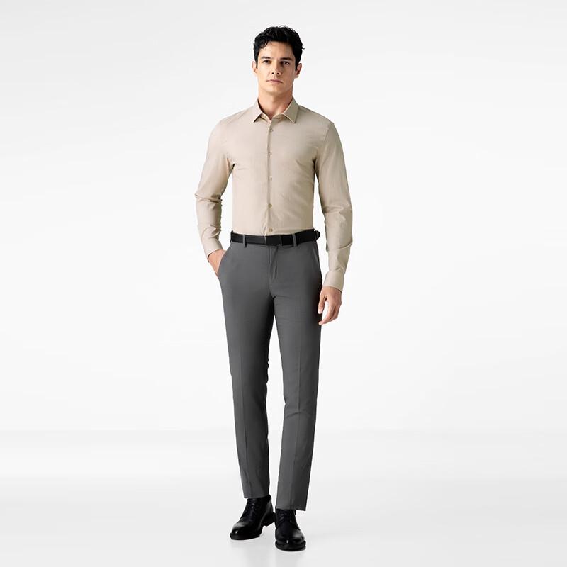 VICUTU Men s Pink Stripe Long Sleeve Business Casual Shirt XL