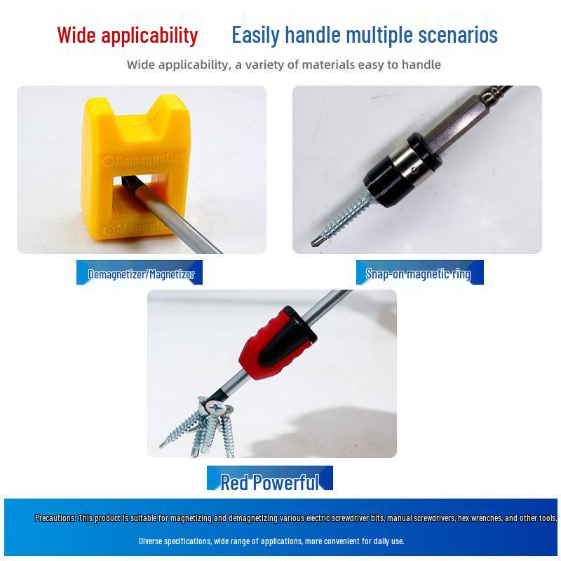 Anti-Slip Double Cross Screwdriver Bit Set with Strong Magnetic Ceramic Tool and Magnetic Ring