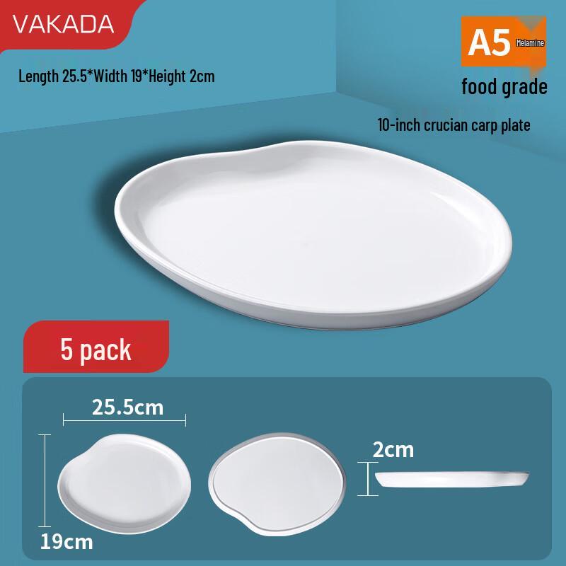 VAKADA Round Melamine Serving Plates, 5-Pack