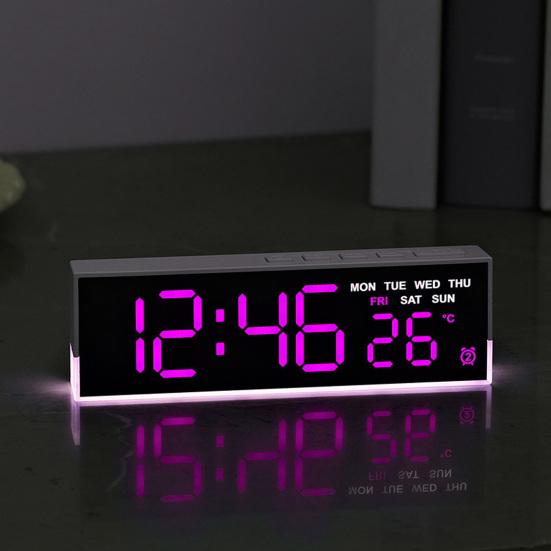 Digital Alarm Clock Large LED Display Brightness Adjustable Battery Operated Home Bedroom Clock with Week Temperature