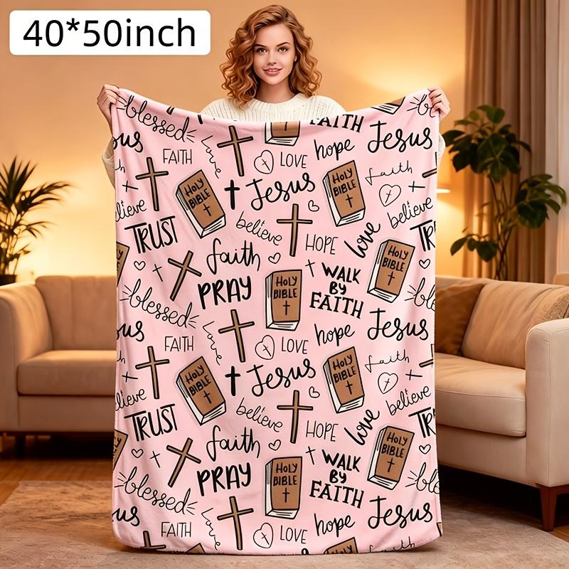 Christian Bible Jesus Blanket, Super Soft Warm Fleece Throw for Bedroom Living Room Decoration, Premium Cozy Gift