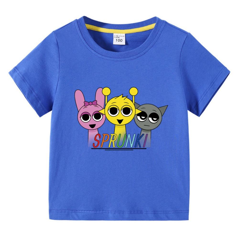 Summer Sprunki Kids Clothes Incredibox Boys Girls T-shirts Cartoon Game Character Print Tops Cool Comfortable Short Gift