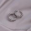 Silver Needle Circle Earrings, Fashionable High-End Copper Ear Hoops, Light Luxury, Versatile Jewelry Accessory.