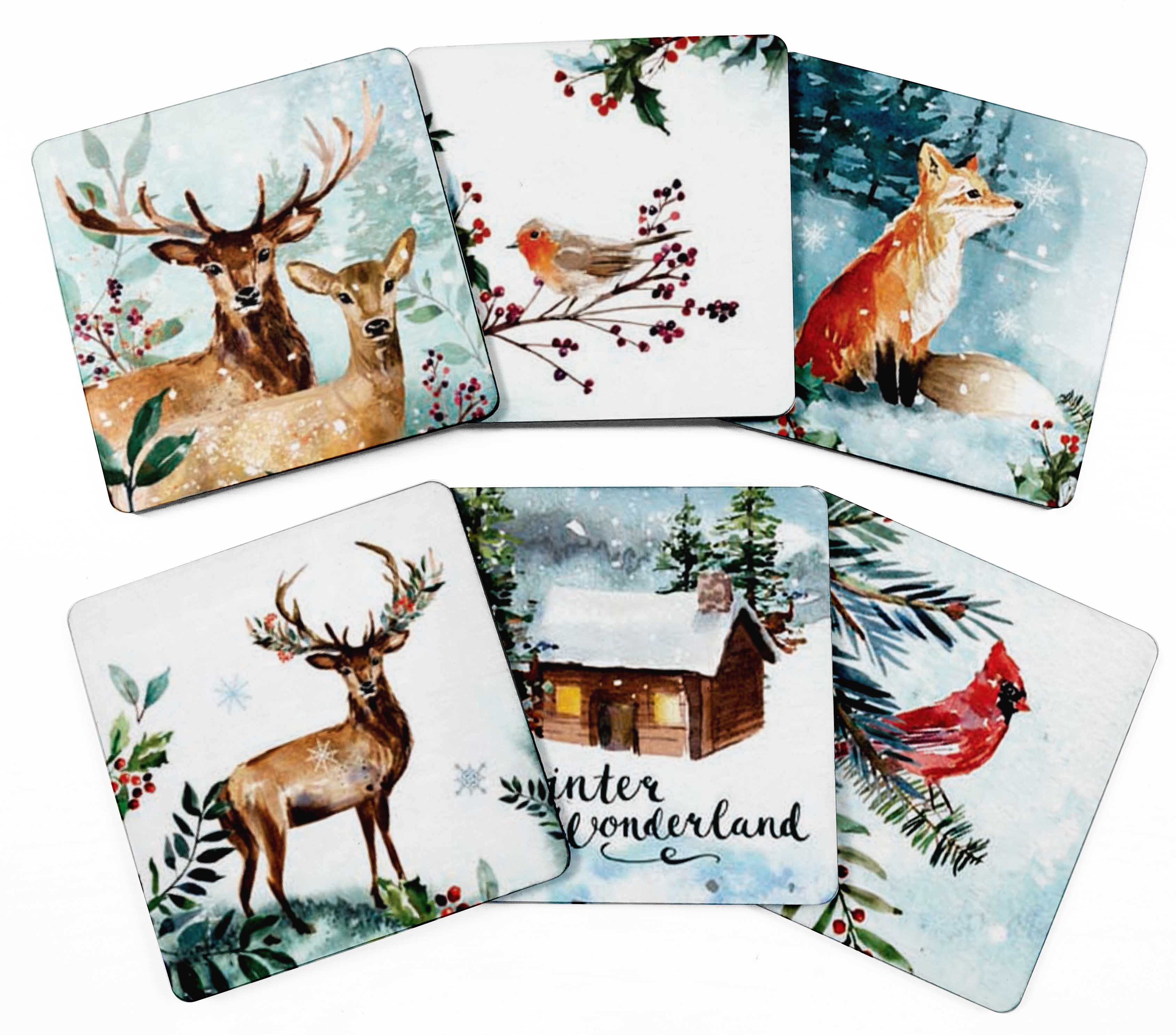 

Inkdotpot Набір з 6 підставок для напоїв Легко чистяться Квадратні підставки 4 дюйми Коркова основа, Багаторазові 4x4 Inches білий