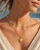 18K Gold Plated Pearl, Shell, Conch, Starfish Summer Beach Necklace for Women, Stainless Steel Waterproof Charm Jewelry