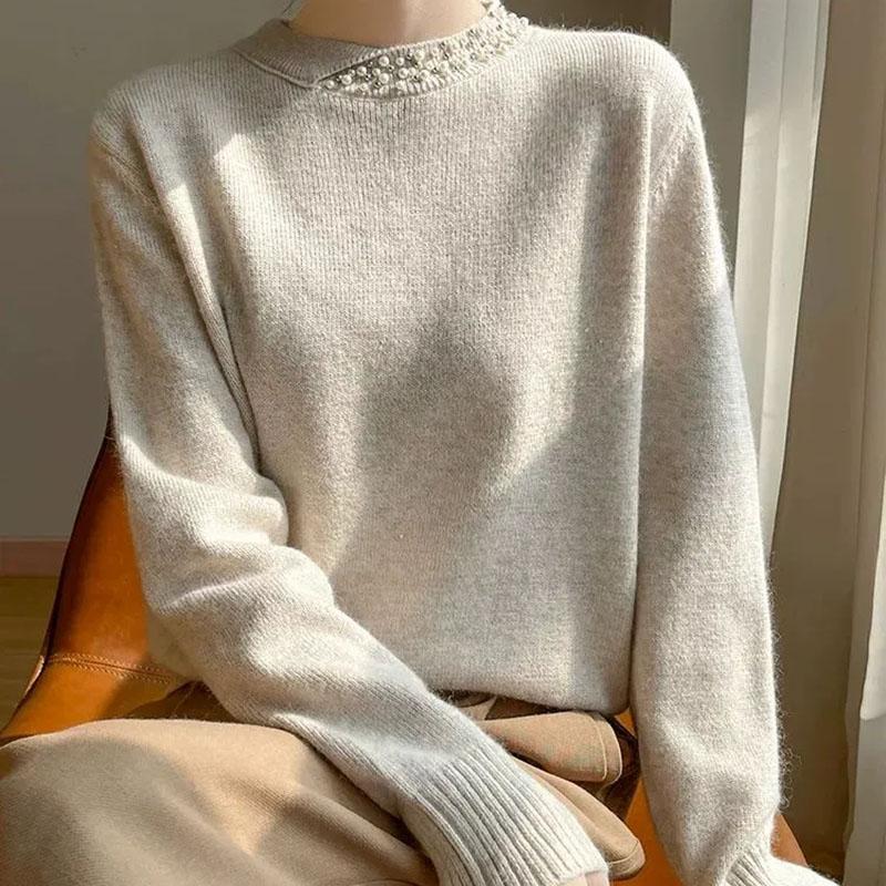 Sweater for Women Autumn Winter Thickened Pullover Warm Knitted Stretchy Long Sleeve Oversize Jumper Tops