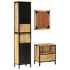 3 Piece Bathroom Furniture Set Iron and Solid Mango Wood