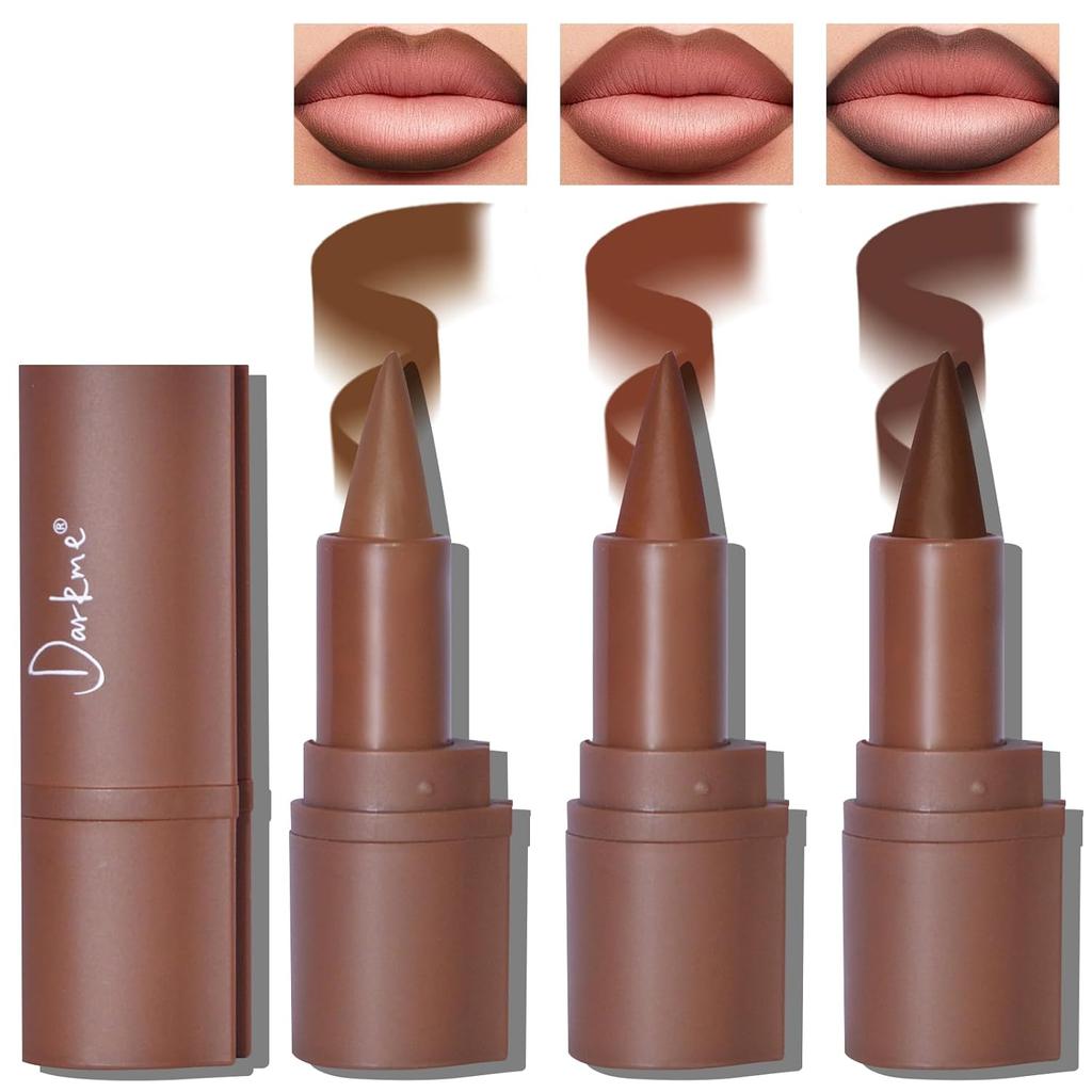 Three color two in one gothic lipliner set, gloss lipliner plump smooth cream lip liner, high pigment long-lasting lipstick
