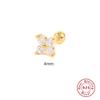New Dainty 925 Sterling Silver Flower Zirconia Screw Stud Earring Fashion Piercing Jewelry