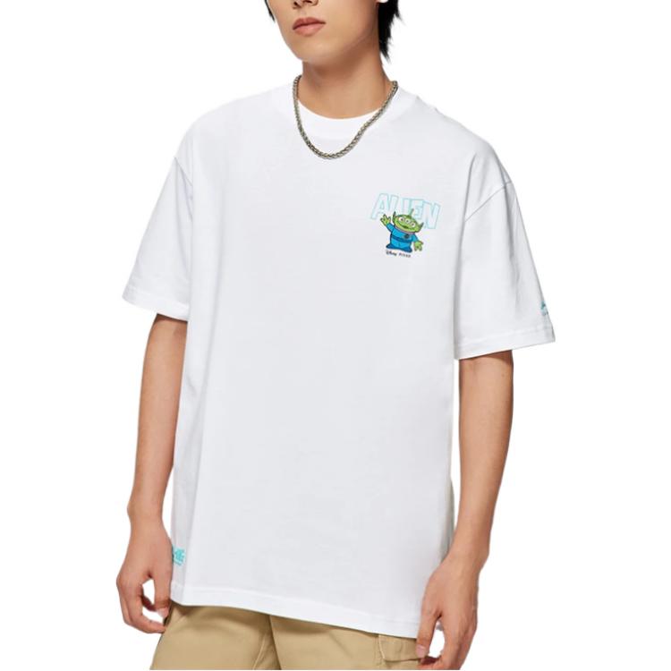 Li-Ning X Disney Co-Branded Skateboard Series Cartoon Alphabet Print Cotton T-Shirt Unisex Tops White AHSS617-2