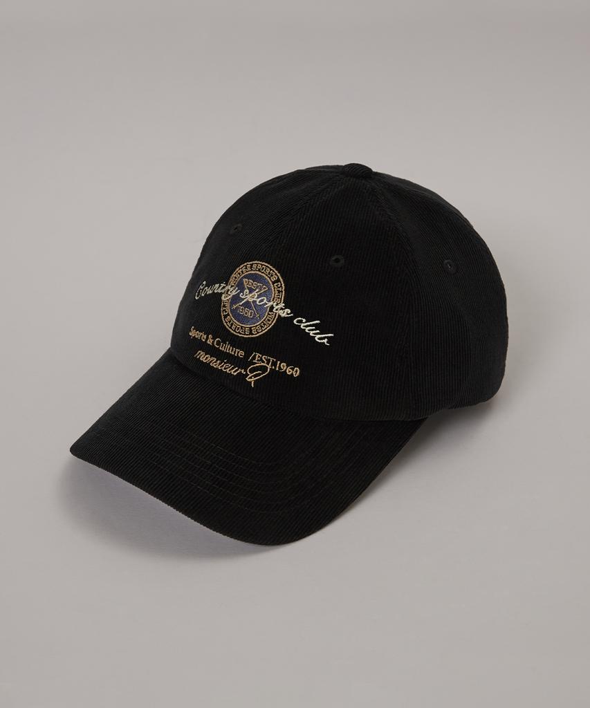 Kyuseu Lettering Corduroy Ball Cap - Black