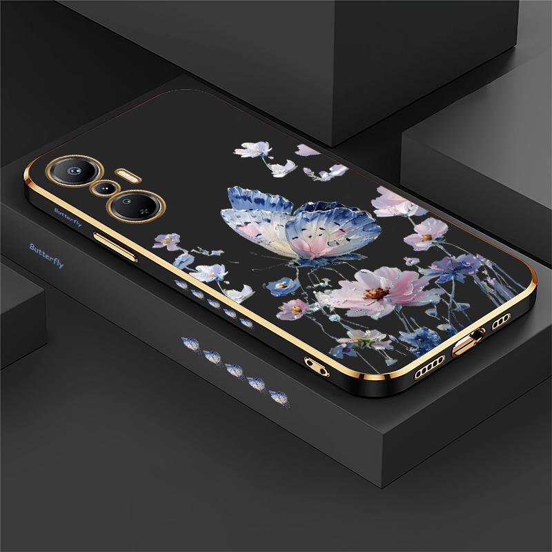 Case for Infinix Hot 12i 20S 20i 30i 12 40 Pro 40i 30 20 4G 5G 12 Play Fashion Flower Pattern Plating Butterfly Silicone Cover