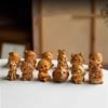 Wooden the Twelve Chinese Zodiac Signs Animal Sculptures Figurines  Cute Home Room Office Decorative Small Model Suit