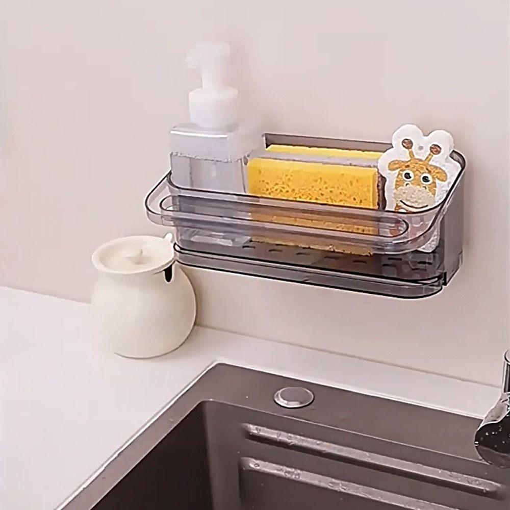 Punch Free Kitchen Sink Drain Rack Wall Mounted Kitchen Organization Kitchen