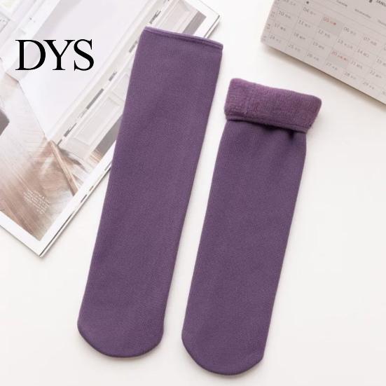 Women Mid-tube Socks 1 Pair Winter Thick Plush Japanese Style Elastic Anti-slip Floor Thermal Anti-odor Extra Loose Ankles No Streaks