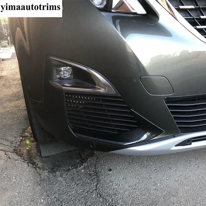 Car Front Fog Lights Lamps Eyebrow Stripes Cover Trim For Peugeot 3008 5008 GT 2017 -  ABS Chrome / Carbon Fiber Accessories
