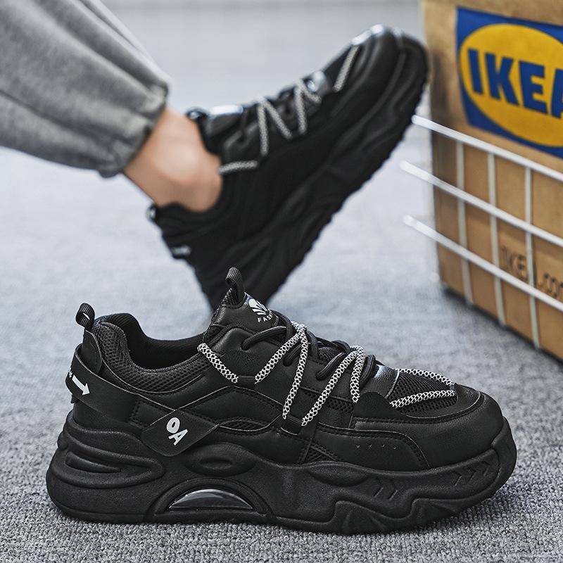 

Туфли на платформе для папы, мужские осенние модные белые кроссовки, универсальные увеличивающие рост туфли 2024 года, новинка 1, осенние белые туфли 44 чёрный