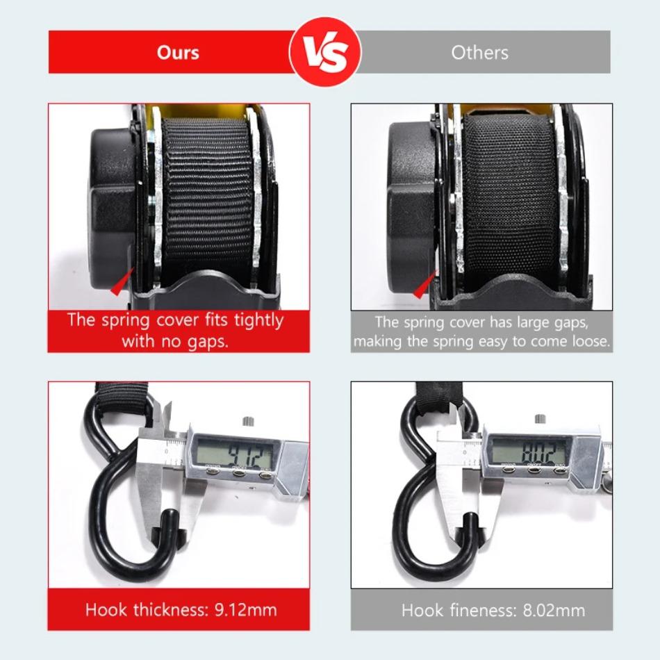 Automatic Retractable Ratchet Strap 1500LBS 330CM for Motorcycle Car Cargo Luggage ATV Trailer Quick Release Heavy Duty Straps