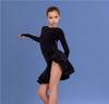 Latin Dance Dress Suit Costume for Girls Black Sexy Backless Bodysuit Chacha Rumba Tango Training Skirt Kids Dance Wear