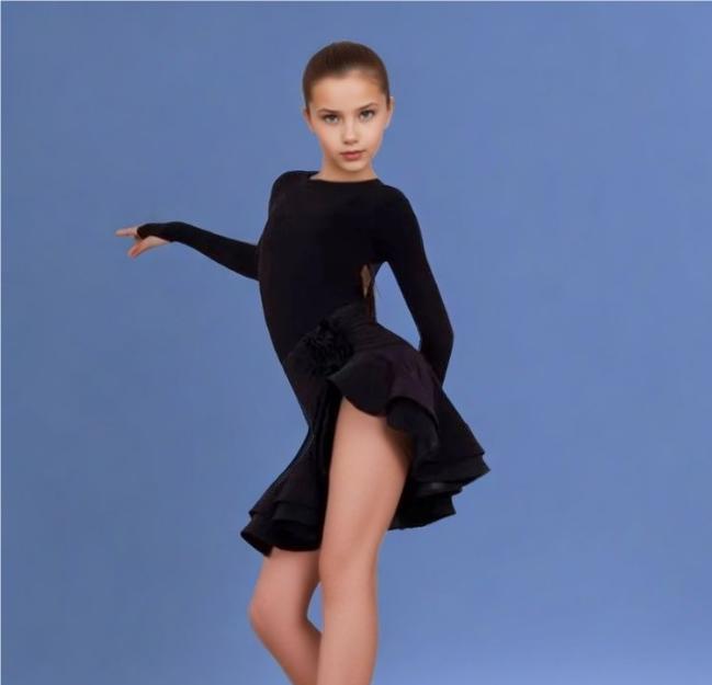 Latin Dance Dress Suit Costume for Girls Black Sexy Backless Bodysuit Chacha Rumba Tango Training Skirt Kids Dance Wear