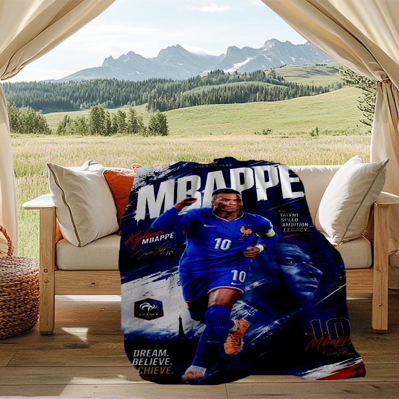 MBappe Legenden-Print Flanelldecke, Weiche Warme Leichte Überwurfdecke für Wohnzimmer, Sofa Bett Camping Büro