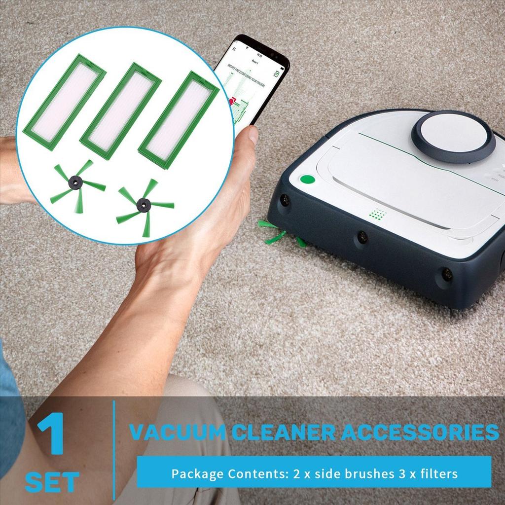 Sada příslušenství pro vysavače Kobold VR200 a VR300 - 3x HEPA filtry a 2x boční kartáče