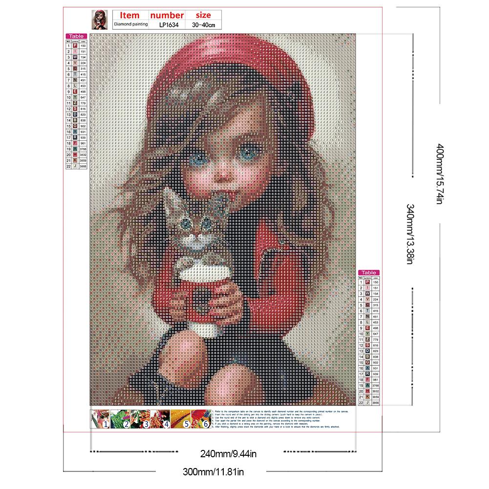 30*40CM 5D DIY Vollrunde Bohrer Strass Süßes Mädchen Kit Kunsthandwerk Mosaik Malerei Stickerei Handgefertigt Heimdekoration Geschenk