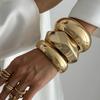 Exaggerated Geometric Metal Section Bracelet, Niche Personalized Design Glossy Spring Buckle Bracelet
