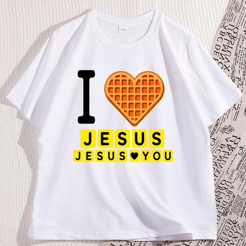 I Love Jesus T Shirt Unisex Unisex Cotton Short Sleeve Breakfast Tshirt Unisex Casual Round Neck Tshirts Oversized Streetwear