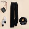 Women's 2025 Winter High-Waist Plus Velvet Wide-Leg Casual Pants
