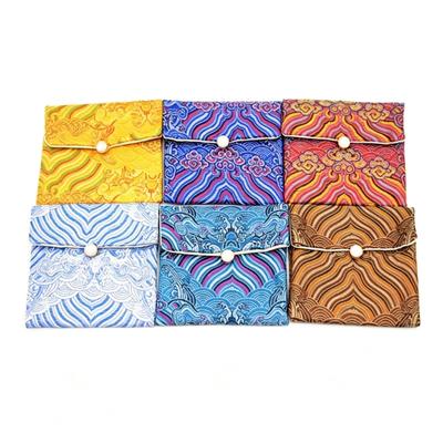 Hand-Embroidered Brocade Jewelry Pouch Set, 6 Soft Fabric Bags for Bracelets, Beaded Bracelets, and Gift Presentation