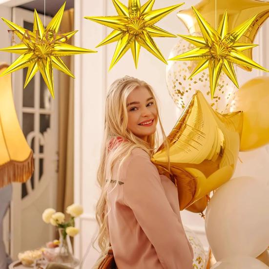 6 buc. Baloane cu stea Baloane din Mylar din folie Starburst cu 12 puncte pentru fundal pentru aniversarea nunții Crăciun Anul Nou Accesorii pentru petrecerea de naștere