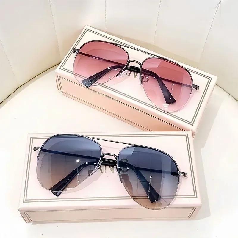 Fashion Gradient Sunglasses for Men Big Frame Pilot Sun Glasses Brand Design Anti-reflectiveUV400 Lunette eil Homme