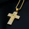 Religious  Iced Out Bling Jesus Cross Pendant Male Gold Color Stainless Steel Christian Big Necklace For Men Jewelry Gift