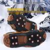 Outdoor 10-Tooth Ice Cleats - Anti-Slip Snow Shoe Covers with 10 Spikes for Skiing, Wear-Resistant for Ice and Snow Surfaces
