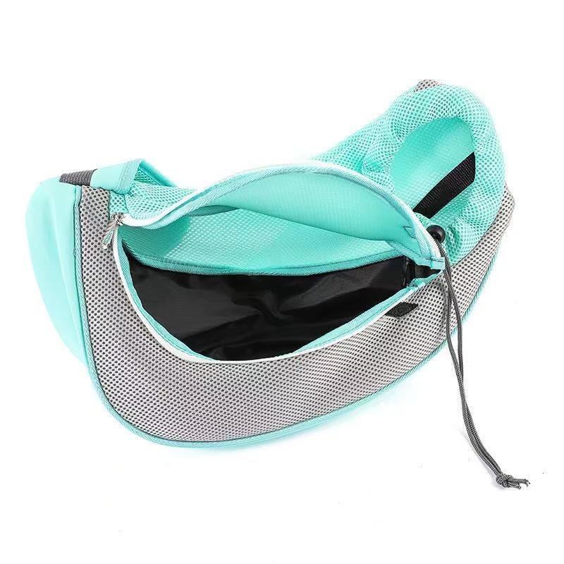 Pet Sling Carrier Breathable Mesh Single Shoulder Bag Drawstring Zipper Crossbody Pet Travel Bag Simple Fashion Portable Outdoor