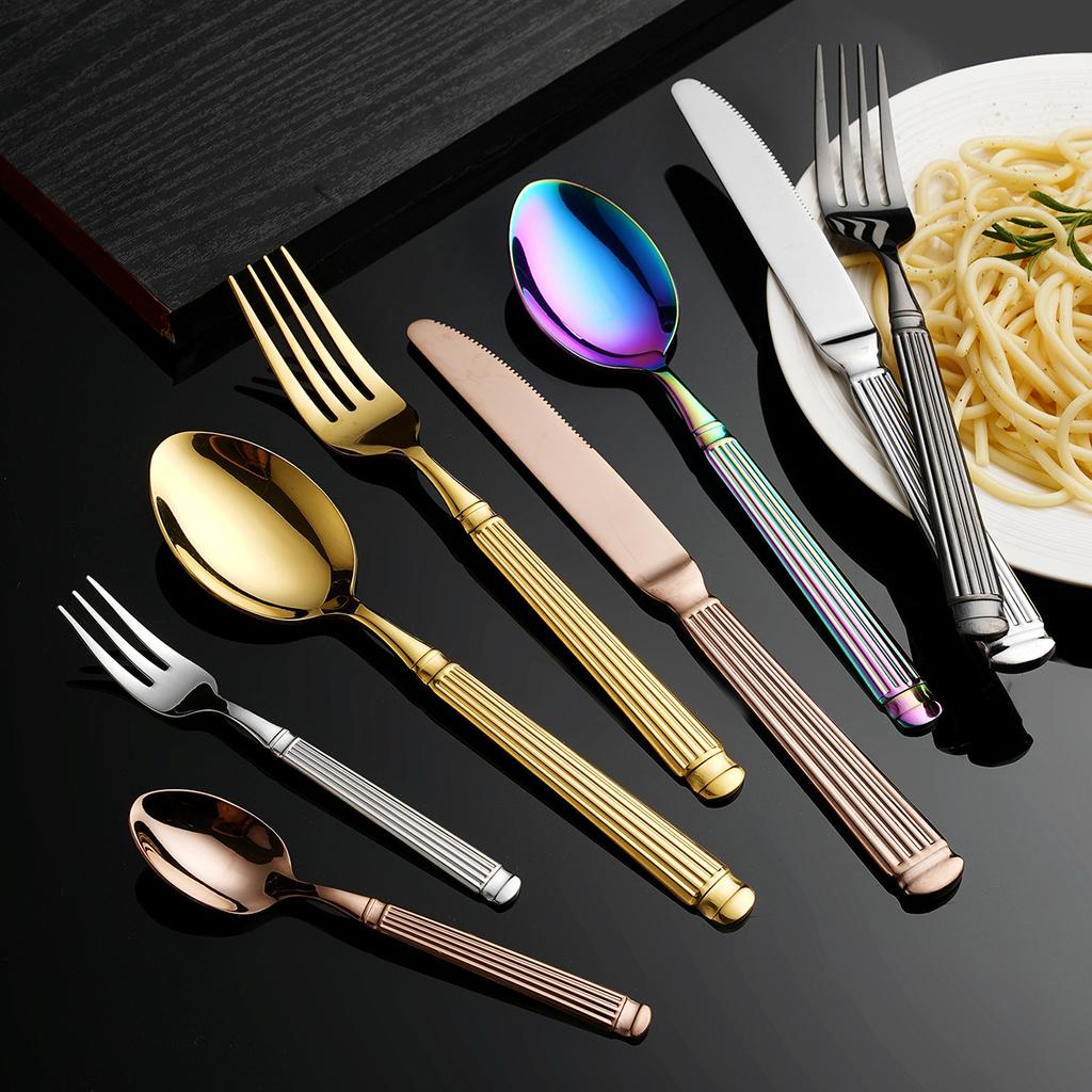 5PCS Stainless Steel Knife, Fork, Spoon Heavy-duty Western Steak Tableware Set