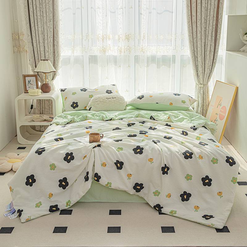 

2024 Новый мягкий и удобный комплект из четырех предметов из хлопкового стеганого одеяла с принтом «пузырьки» 150x200cm1 pieces