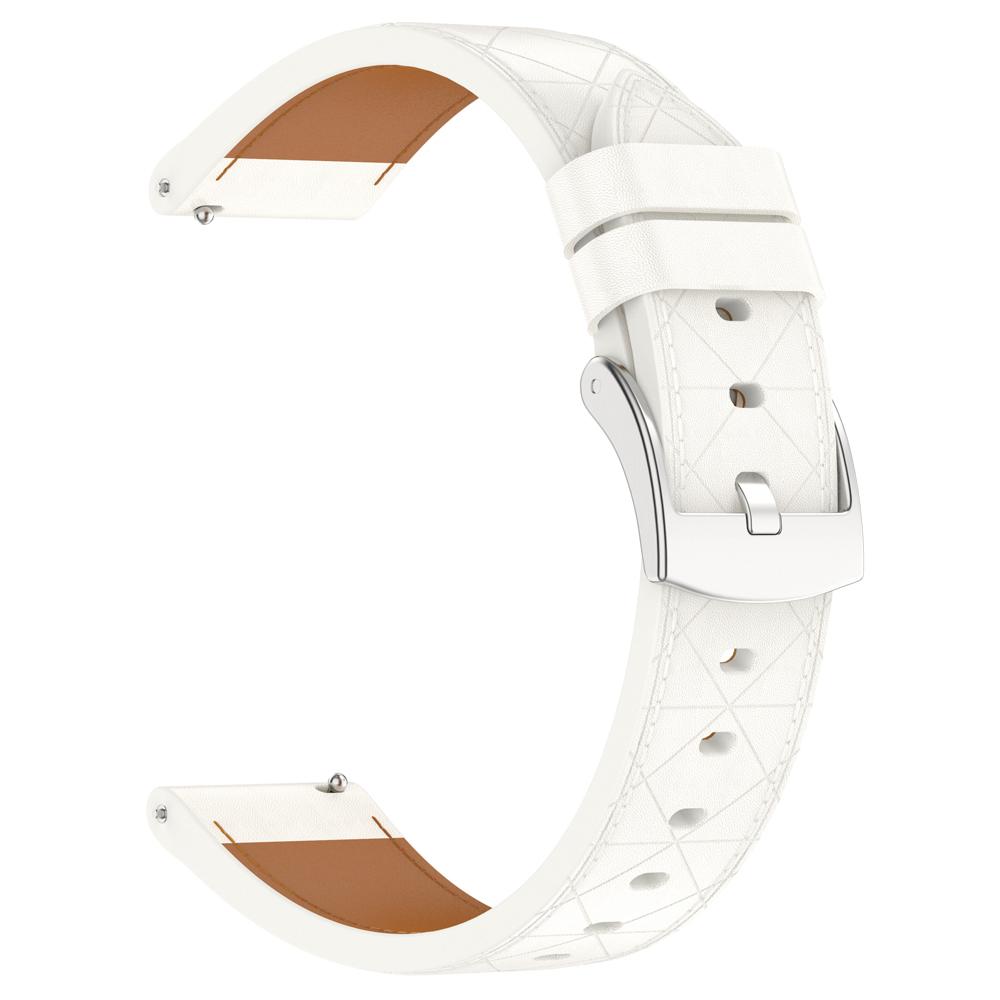 

20mm Watch Strap for Garmin vivoactive 5/Venu 2 Plus/Samsung Galaxy Watch7 Genuine Cow Leather Band with Silver Buckle White