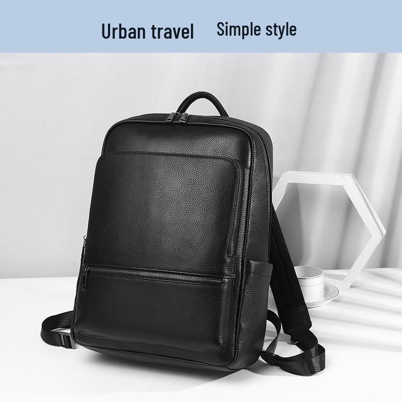 Large Capacity Men's Cowhide Leather Backpack - Casual and Business Travel Shoulder Bag In Fashionable Style
