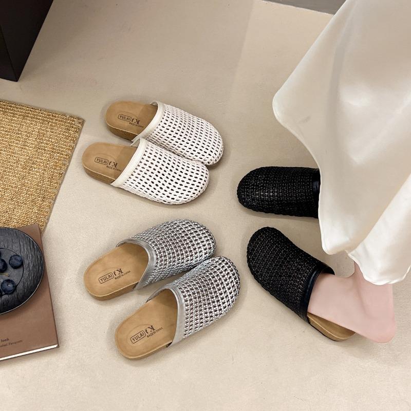Hollow and breathable thick-bottomed bag head half slippers women's summer new fashionable versatile one-pedal beach cool slippers