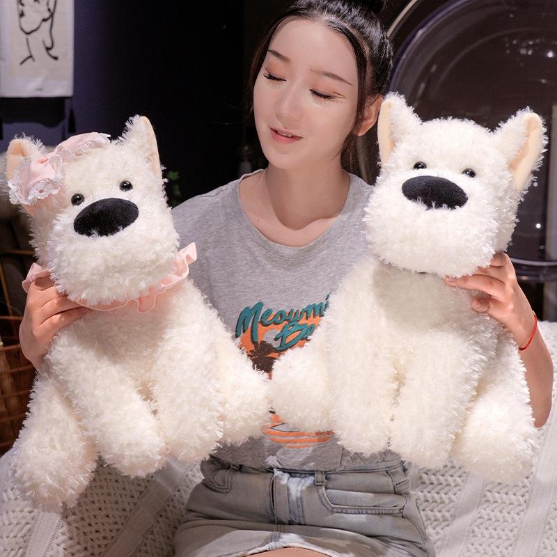 Couple Puppy Dog Doll Plush Toy Little White Dog West Highland Doll Children Companionship Soothing Rag Doll