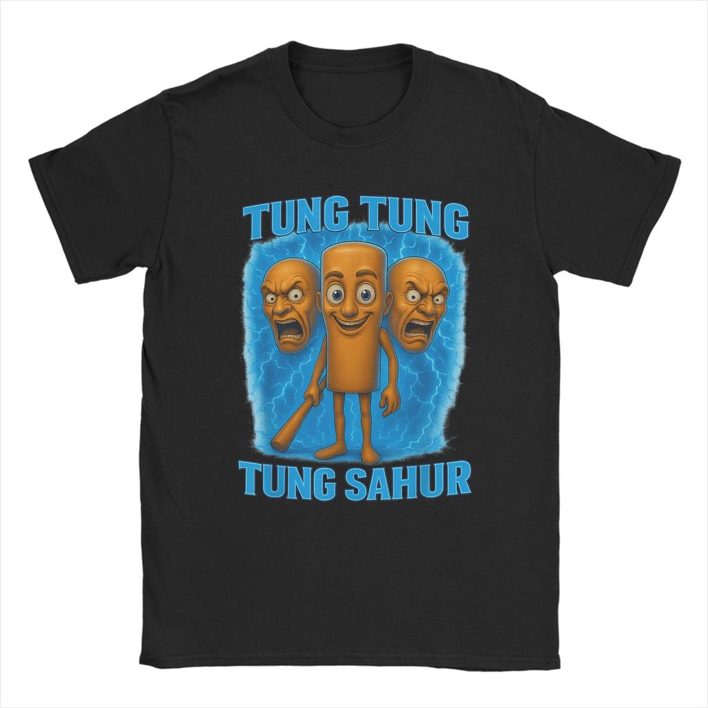 Women Men Humor Tung Tung Tung Sahur Funny Meme Italian TShirts for Men  Awesome 100 Cotton Tee Shirt Short Sleeve T Shirt