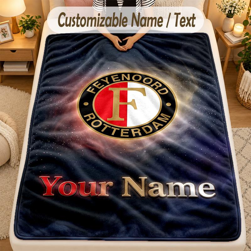 Flanel BattaniyeFeyenoord Özel İsim Yazısı Kişiselleştirilmiş Yumuşak Sıcak Atkı Battaniye Ev Dekorasyonu Hediye