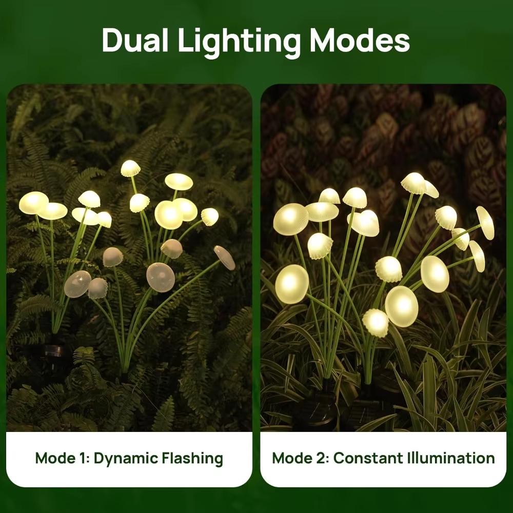 10L Solar Garden Lights Dual Mode LED Solar Mushroom Lights Waterproof Decor Yard Patio Pathway Jellyfish for Garden Ambiance