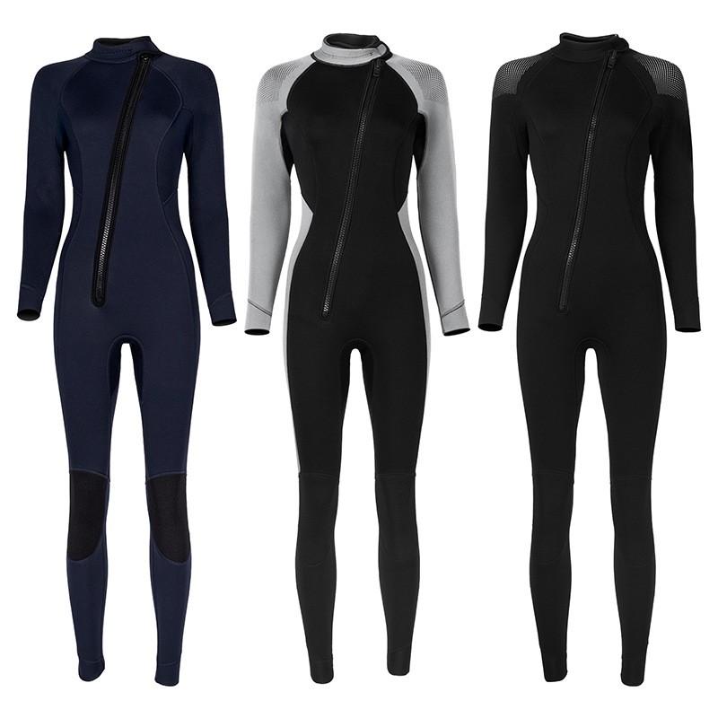 Womens 3mm Neoprene Full Wetsuit With Front Zip Freediving Surfing Warm Water Sports