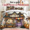 Halloween Three-piece Bedding Set Quilt Cover Pillowcase Brushed Fabric Thickened