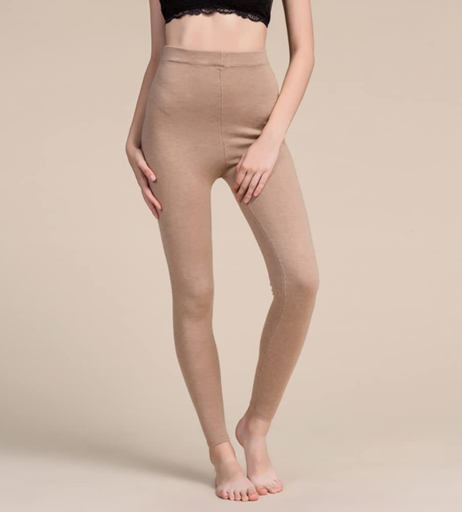 MAYUDAMA Silk Silk and Cashmere Cropped Mulberry Thick Warm Extra Leggings, Silk, Wool, Mid-Waist, Cotton-Wool, Pants, Warm, Skin-Friendly, Women's