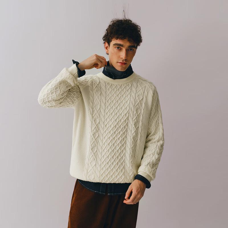 Semir Men's Machine Washable Cable Knit Pullover Sweater