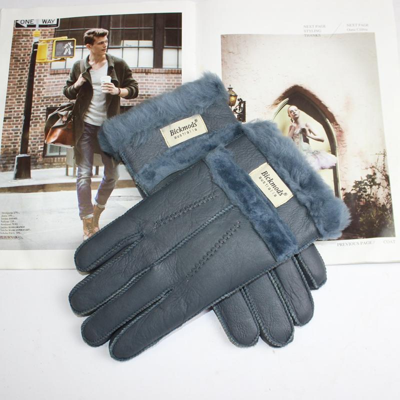 Neue Herren-Handschuhe aus Schafsfell mit verdicktem Wollfutter, warm und kältebeständig, Winterhandschuhe aus Leder
